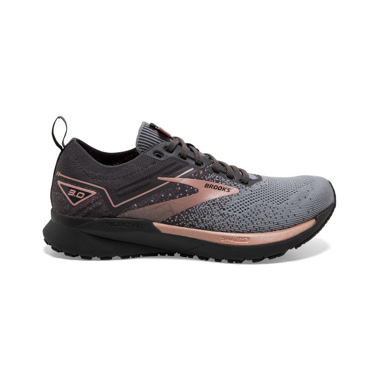 Brooks Ricochet 3 Lightweight Road Running Shoes - Women's - Grey/Black/Rose Gold (61304-NUAW)